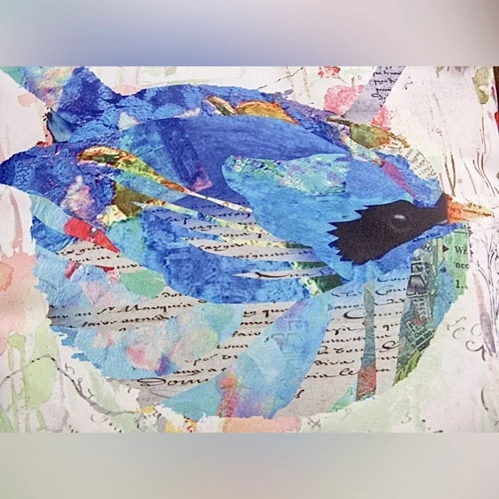 New Blue Bird Cottage French Country Toss Throw Pillow 18” x 18”